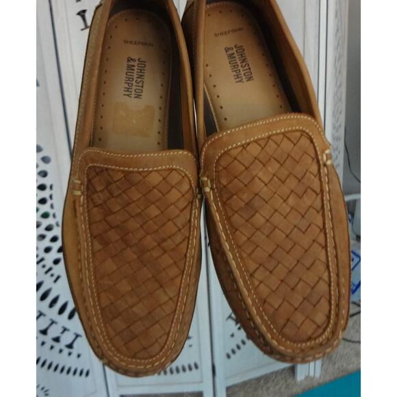 Johnston Murphy Mens 9.5 Woven Tan Leather Loafers Locklin Venetian Sheepskin main image 6